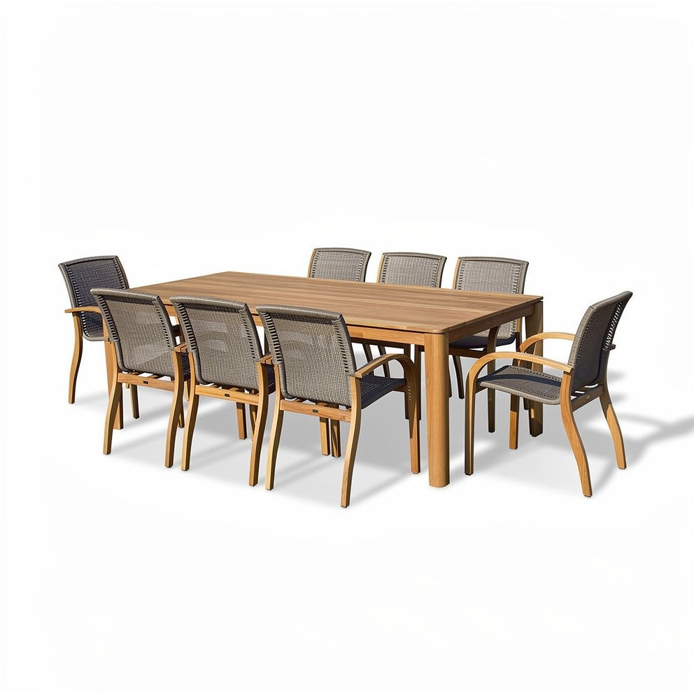 **Technische Titel: Luxe Houten Tuinset met 8 Stoelen**